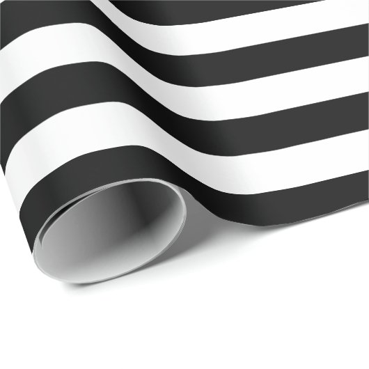 モダン白黒ストライプ金ゴールドエレガント文字ギフト ラッピングペーパー (ロールコーナー)