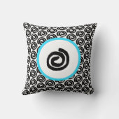 モダン白黒スパイラルターコイズ装飾用クッション クッション (裏面)
