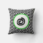 モダン白黒スパイラルライムグリーン装飾用クッション クッション (裏面)