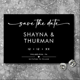 モダン白黒スミニマルプ結婚リ セーブザデート