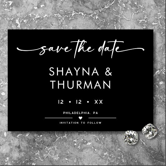 モダン白黒スミニマルプ結婚リ セーブザデート