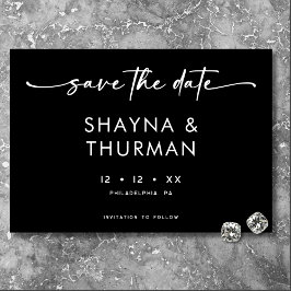 モダン白黒スミニマルプ結婚リ セーブザデート