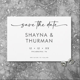 モダン白黒スミニマルプ結婚リ セーブザデート