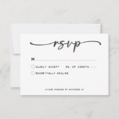 モダン白黒スミニマルプ結婚リ 出欠カード (正面)
