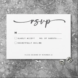 モダン白黒スミニマルプ結婚リ 出欠カード