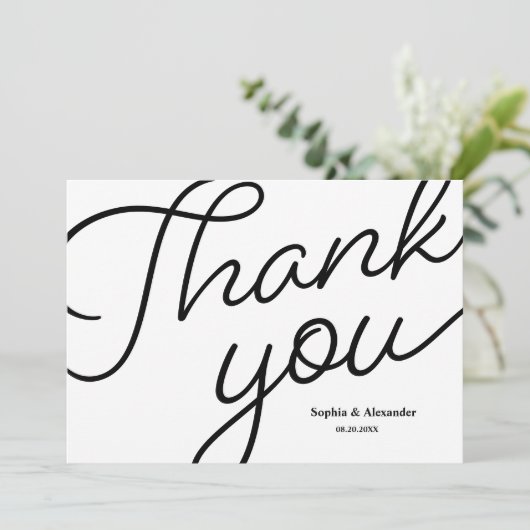 モダン白黒ス結婚クリプト サンキューカード (スタンド正面)