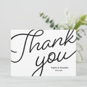 モダン白黒ス結婚クリプト サンキューカード (スタンド正面)