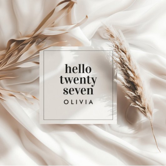 モダン白黒タイポグラフィシンプル誕生日 招待状