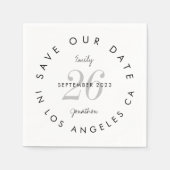 モダン白黒タイポグラフィ日付の保存 スタンダードカクテルナプキン (正面)
