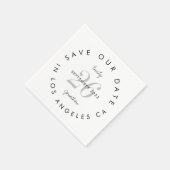 モダン白黒タイポグラフィ日付の保存 スタンダードカクテルナプキン (角)