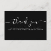モダン白黒タイポグラフィ結婚の感謝 エンクロージャーカード (正面)