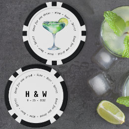 モダン白黒ダイキリ飲料結婚券 ポーカーチップ