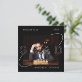 モダン白黒チェス2x写真卒業 招待状 (スタンド正面)