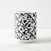 モダン白黒テクノロジオブジェクトのパターン コーヒーマグカップ (中央)