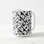 モダン白黒テクノロジオブジェクトのパターン コーヒーマグカップ (正面右)