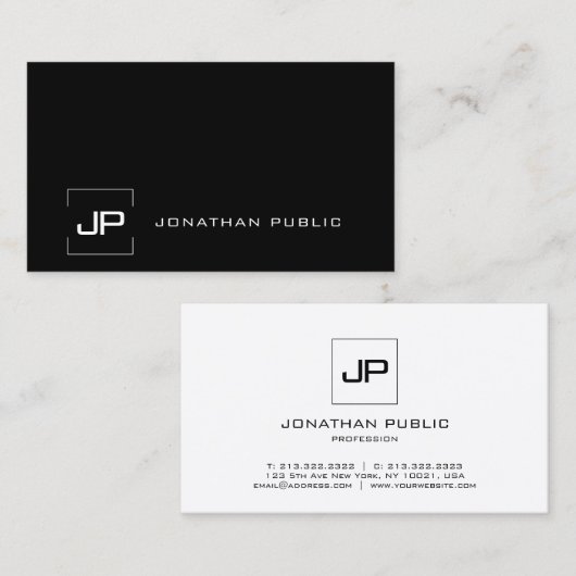 モダン白黒テンプレートモノグラムプロフェッショナル 名刺 (正面/裏面)