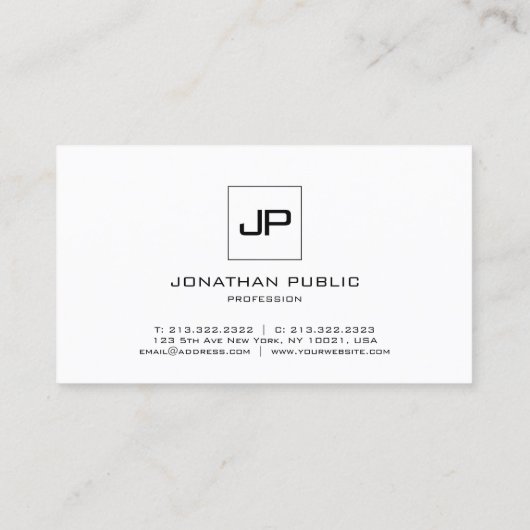 モダン白黒テンプレートモノグラムプロフェッショナル 名刺 (裏面)