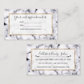 モダン白黒デザイナー大理石パターン 予約カード (正面/裏面)