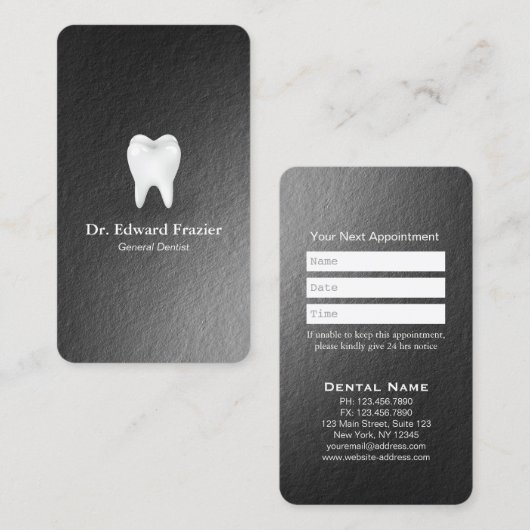モダン白黒デンタルケア歯科アポイントメント 予約カード (正面/裏面)