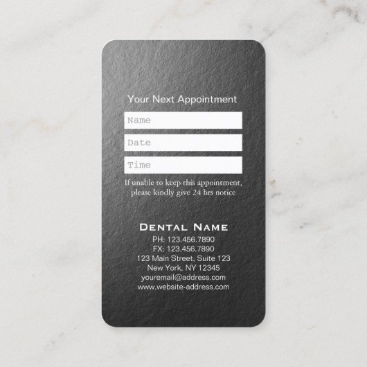 モダン白黒デンタルケア歯科アポイントメント 予約カード (裏面)