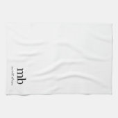 モダン白黒トレンディースクリプトイニシャルモノグラム キッチンタオル (横)