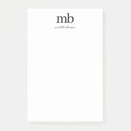 モダン白黒トレンディースクリプトイニシャルモノグラム ポストイット