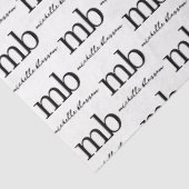 モダン白黒トレンディースクリプトイニシャルモノグラム 薄葉紙 (詳細)