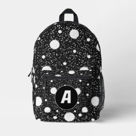 モダン白黒ドット – イニシャル文字モノグラム プリントバックパック