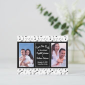 モダン白黒ノート写真の保存日付 ポストカード (スタンド正面)