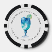 モダン白黒ハワイアンドリンク結婚券 ポーカーチップ (正面)