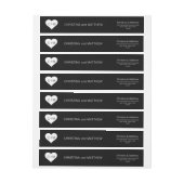 モダン白黒ハート結婚イニシャル ラップアラウンドラベル (シート)