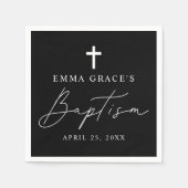 モダン白黒バプテスマ スタンダードカクテルナプキン (正面)