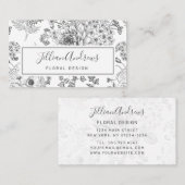 モダン白黒バラフローラデザインプロフェッショナル 名刺 (正面/裏面)