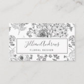 モダン白黒バラフローラデザインプロフェッショナル 名刺 (正面)