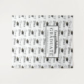 モダン白黒パターンの卒業クラス タペストリー (正面(横))