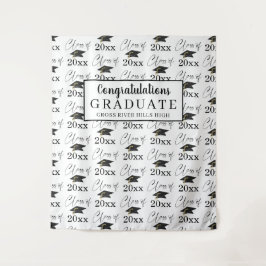 モダン白黒パターンの卒業クラス タペストリー