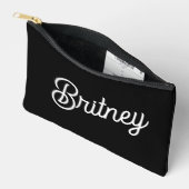 モダン白黒パーソナライズされたモノグラムと名前 アクセサリーポーチ (見開き)