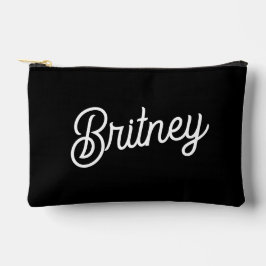 モダン白黒パーソナライズされたモノグラムと名前 アクセサリーポーチ