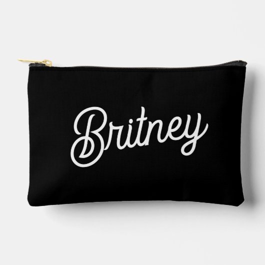 モダン白黒パーソナライズされたモノグラムと名前 アクセサリーポーチ (正面)