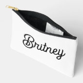 モダン白黒パーソナライズされたモノグラムと名前 アクセサリーポーチ (見開き)