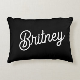 モダン白黒パーソナライズされたモノグラムと名前 アクセントクッション