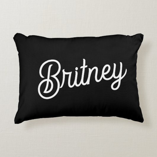 モダン白黒パーソナライズされたモノグラムと名前 アクセントクッション (正面)