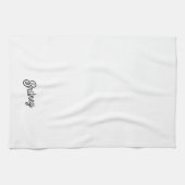 モダン白黒パーソナライズされたモノグラムと名前 キッチンタオル (横)