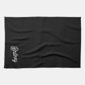 モダン白黒パーソナライズされたモノグラムと名前 キッチンタオル (横)