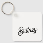 モダン白黒パーソナライズされたモノグラムと名前 キーホルダー (正面)