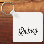 モダン白黒パーソナライズされたモノグラムと名前 キーホルダー (正面)