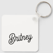 モダン白黒パーソナライズされたモノグラムと名前 キーホルダー (裏面)
