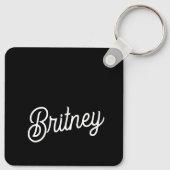モダン白黒パーソナライズされたモノグラムと名前 キーホルダー (裏面)