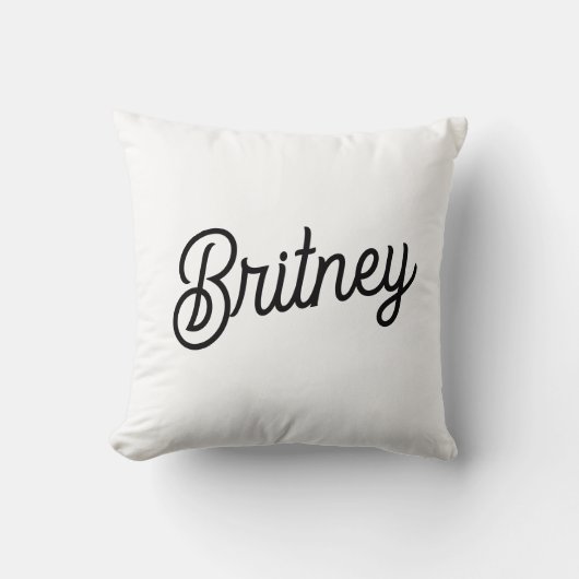 モダン白黒パーソナライズされたモノグラムと名前 クッション (正面)