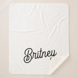 モダン白黒パーソナライズされたモノグラムと名前 シェルパブランケット